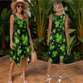 thumbnail image 5 of Psesaysky St. Patrick's Day Couple Matching Outfit Green Clover Print Midi Sundress for Women Short Sleeve Shirts for Men Green Irish Clothes Sleeveless Flared A Line Dress with Pockets, 5 of 7