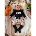 thumbnail image 6 of RUINIXCW Baby Girls Thanksgiving Outfit Fashion Long Sleeve Pumpkin Embroidery Romper with Skort, Headband, Stockings 4Pcs Set, 6 of 9
