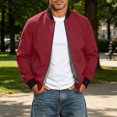 thumbnail image 5 of Men's Casual Lightweight Bomber Jacket Zip Up Stand Collar Baseball Jacket Solid Color Casual Windproof Jacket For Spring Autu Commute Casual Daily Outings, 5 of 9