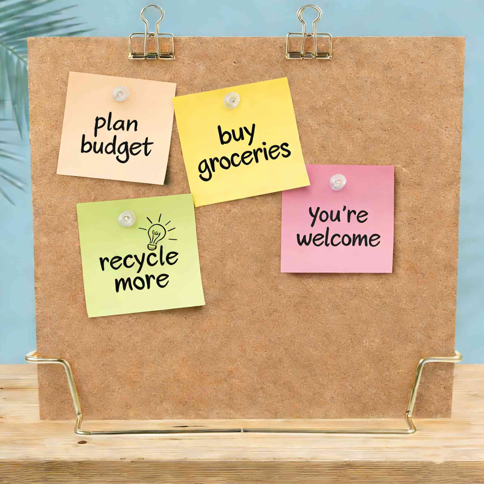 Cork Board Bulletin Board with Golden Base, Message Board Wooden Pin Memo Board Notice Board for Home Office