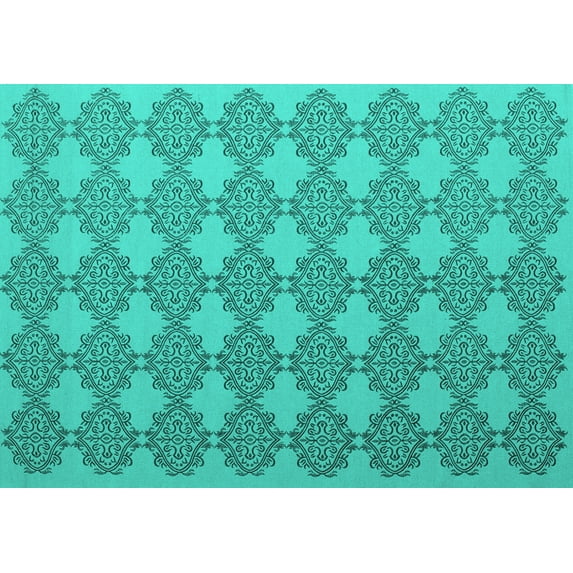 Ahgly Company Indoor Rectangle Abstract Turquoise Blue Contemporary Area Rugs, 2' x 4'