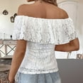 thumbnail image 5 of Blczomt Womens Plus Size Tops Summer Dressy Casual Off Shoulder Tops Ruffle White Peplum Lace Womens Blouses, 5 of 5
