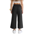 thumbnail image 5 of breaise Linen Capri Pants Girls Summer Casual Beach Wide Leg Lounge Palazzo Pants High Waisted Cropped Trousers with Pockets, 5 of 8