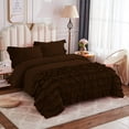 thumbnail image 2 of Half Ruffle Duvet Cover Set 3 Piece, 100% Egyptian Cotton, with Hidden Zipper Closure, 400 Thread Count, Extra Soft and Luxury - Chocolate Solid, King Size., 2 of 4
