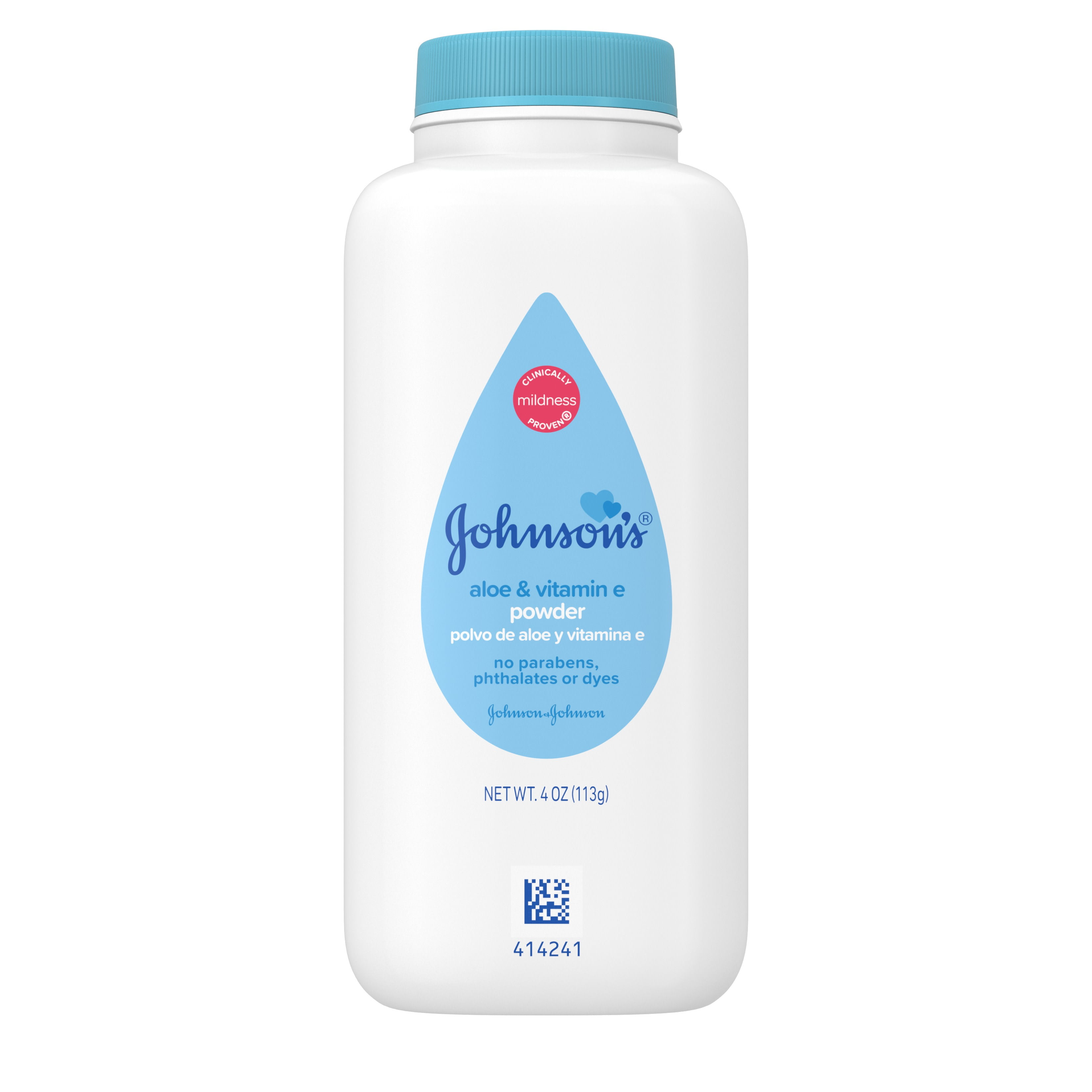 Johnson's Naturally Derived Cornstarch Baby Powder with Aloe & Vitamin E, 4 oz