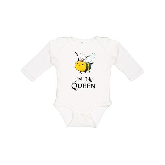 Inktastic I'm the Queen Cute Queen Bee Boys or Girls Long Sleeve Baby Bodysuit