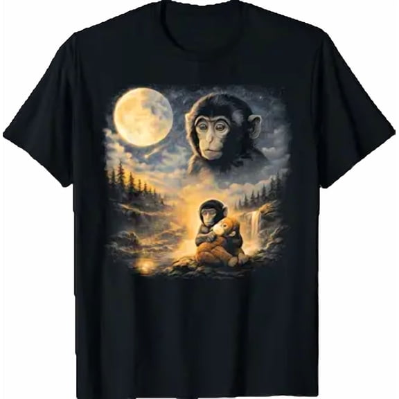 Punch Monkey Moon 90s Retro Animal Vintage T-Shirt