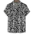 thumbnail image 3 of Camisa negra con estampado 3D de plantas para hombre, camisas hawaianas de manga corta con solapa de verano, blusa holgada con botones de estilo callejero de Harajuku, ropa para hombre, 3 of 5