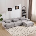 thumbnail image 3 of SEENYOO 117" Modular Sofa, L Shaped Sectional Couch, Chenille 3+1 Seater Couch, Deep-Seat Design, Modular Combination, Bamboo Joint Shape, Grey, 3 of 10