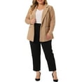 thumbnail image 2 of Unique Bargains Women's Plus Size Work Notch Lapel Lace Front Blazers Jackets 4X Khaki, 2 of 6