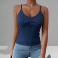thumbnail image 6 of Bixock Women Built-in Bra Tank Tops Wirefree Solid Color V Neck Cami Top Sleeveless T Shirts Bras With Padded Cups Casual Daily Wear Bras, 6 of 7