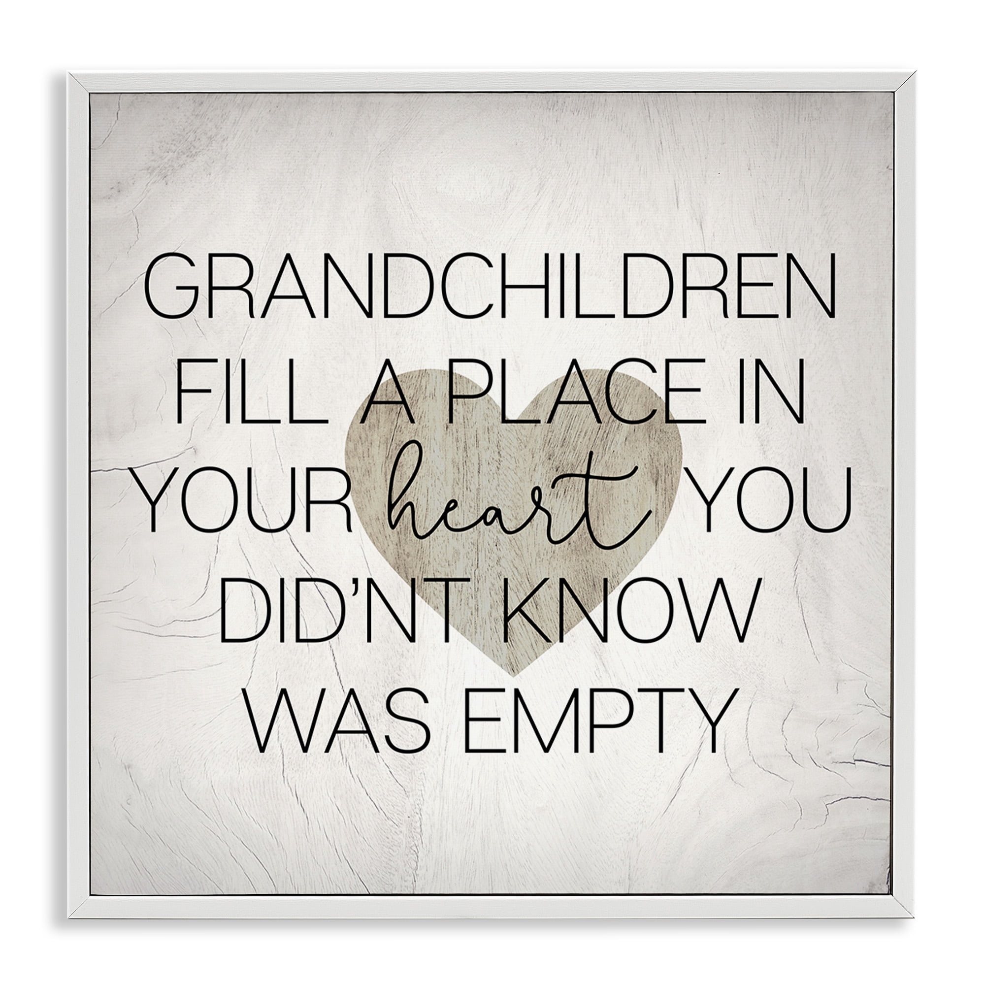 Stupell Industries Heartwarming Grandchildren Quote Rustic Country Heart Symbol Framed Wall Art, 17 x 17, Design by Daphne Polselli