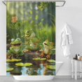 thumbnail image 2 of Frogs Playing in The Pond Shower Curtain for Bathroom with 12Hooks, Polyester Fabric Thick Shower Curtain Washable Waterproof Curtain, 2 of 5