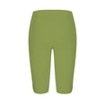 thumbnail image 5 of AKEGAMN Knee Length Capri Leggings Summer Cropped Pants Casual Solid Comfy Capris, Green S-3XL, 5 of 5