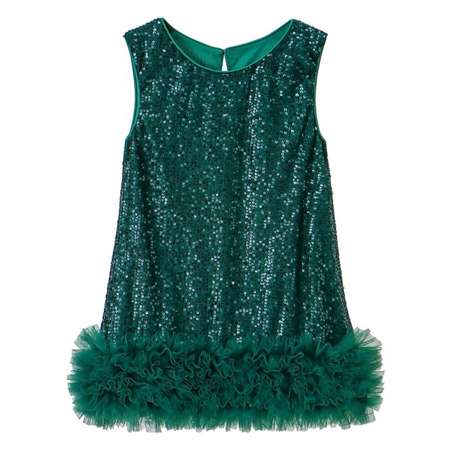 Splozh Tutu Robe pour Tout-Petit Robe Fille Ligne A Scintillante Sans Manches Robe de Mariée Robes de Fête pour Filles Vert Foncé, 5-6 Ans