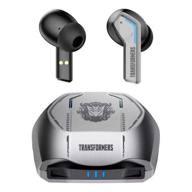 Auriculares in ear gamer inalámbricos Transformers Bluetooth TF-T06 plateado con luz LED