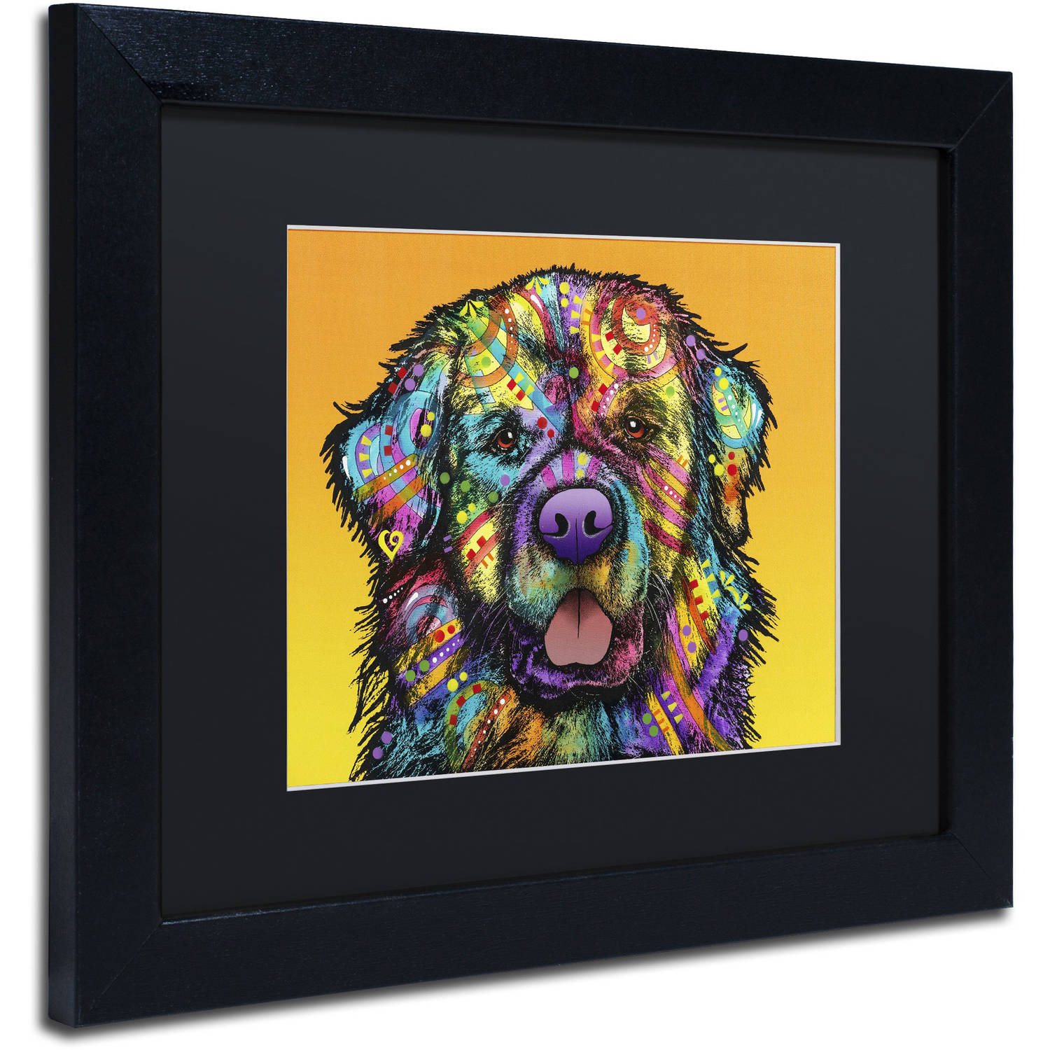 Trademark Fine Art 'Newfie' Canvas Art by Dean Russo, Black Matte, Black Frame
