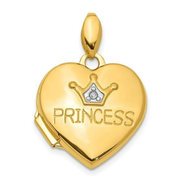 Quality Gold XL736 14K Yellow Gold Diamond 16 mm Princess Locket Pendant
