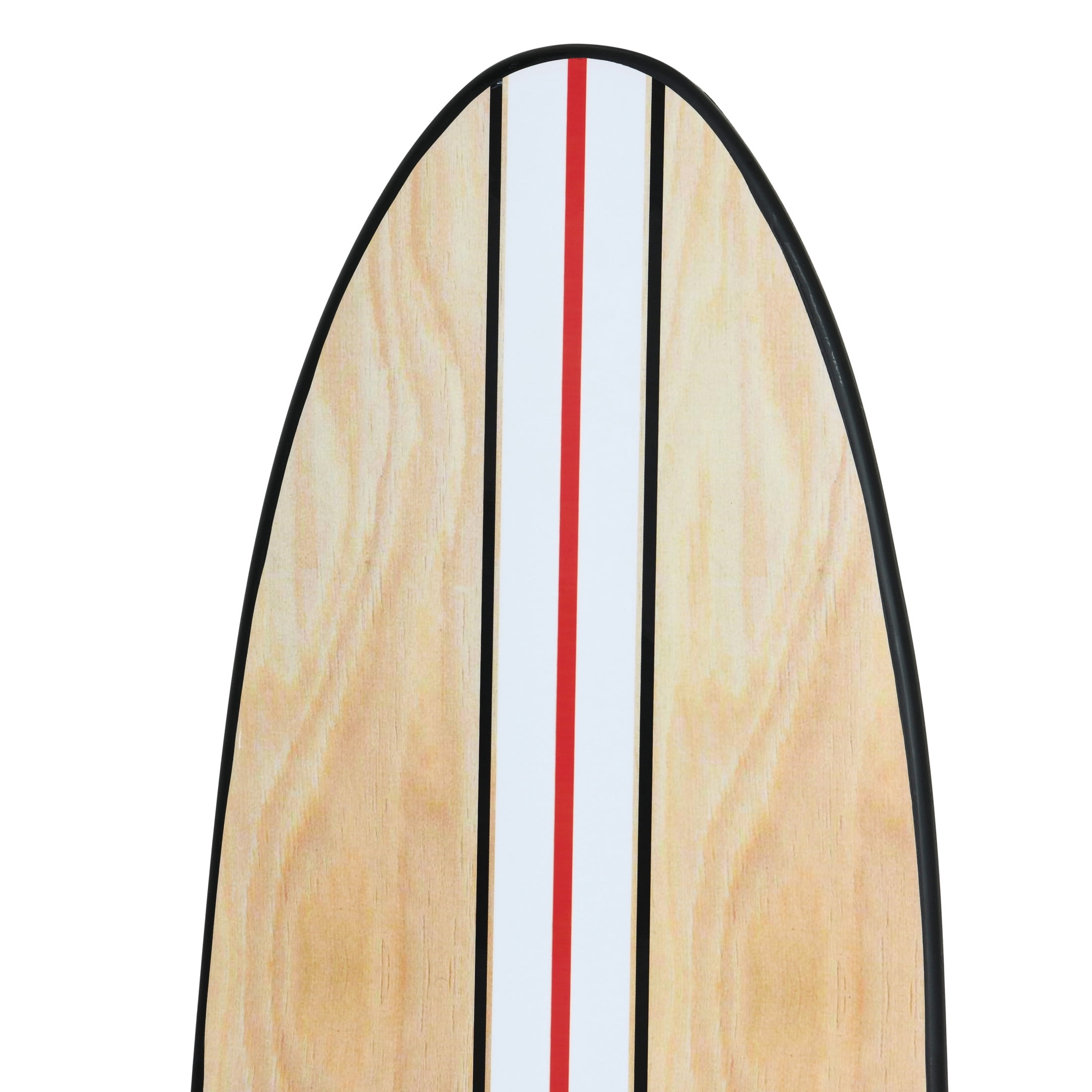 Creative Co-Op Coastal Decorative Surfboard Wall Décor for Living Room; Contemporary White Stripe Design Overlaid On Light Natural Wood