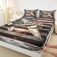 thumbnail image 3 of Manfei Retro American Flag Twin Sheet Sets,Cartoon 3D Aircraft Airplane Twin Fitted Sheet,White Gray Red Flat Sheet For Girl Boy,Breathable Home Decor,3-Piece, 3 of 7