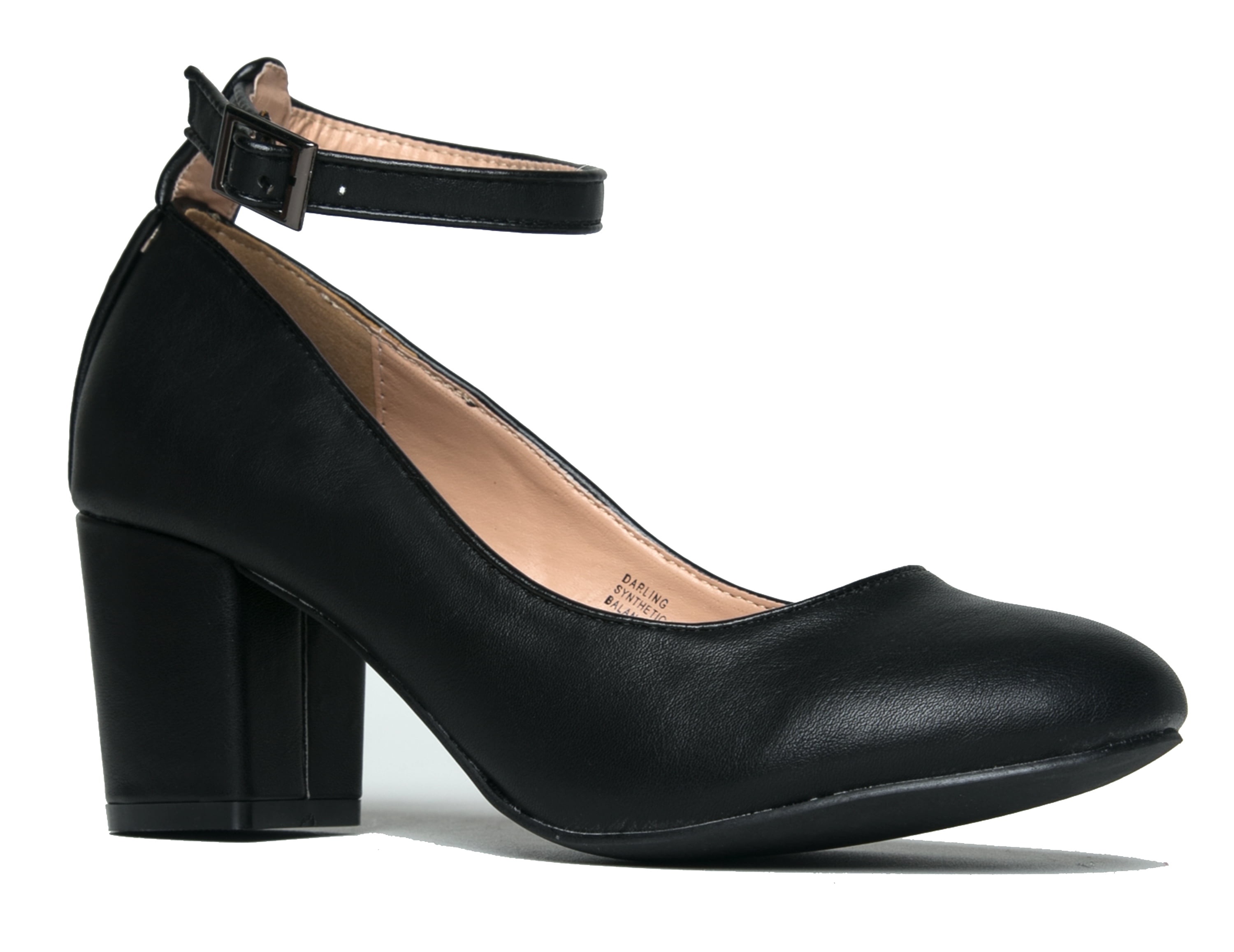 low ankle strap heels