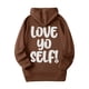 thumbnail image 5 of Gibobby Sudaderas universitarias con capucha Sudaderas informales holgadas para mujer, Top de con bloqueo de color con capucha, suéter estampado cálido informal de manga larga （Marrón， L), 5 of 5
