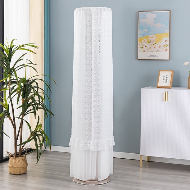 Nvzi Cubierta universal para aire acondicionado, cilíndrica, vertical, con borde de hilo, para aire acondicionado, cubierta antipolvo, altura 170 cm, universal para aire acondicionado (blanca).