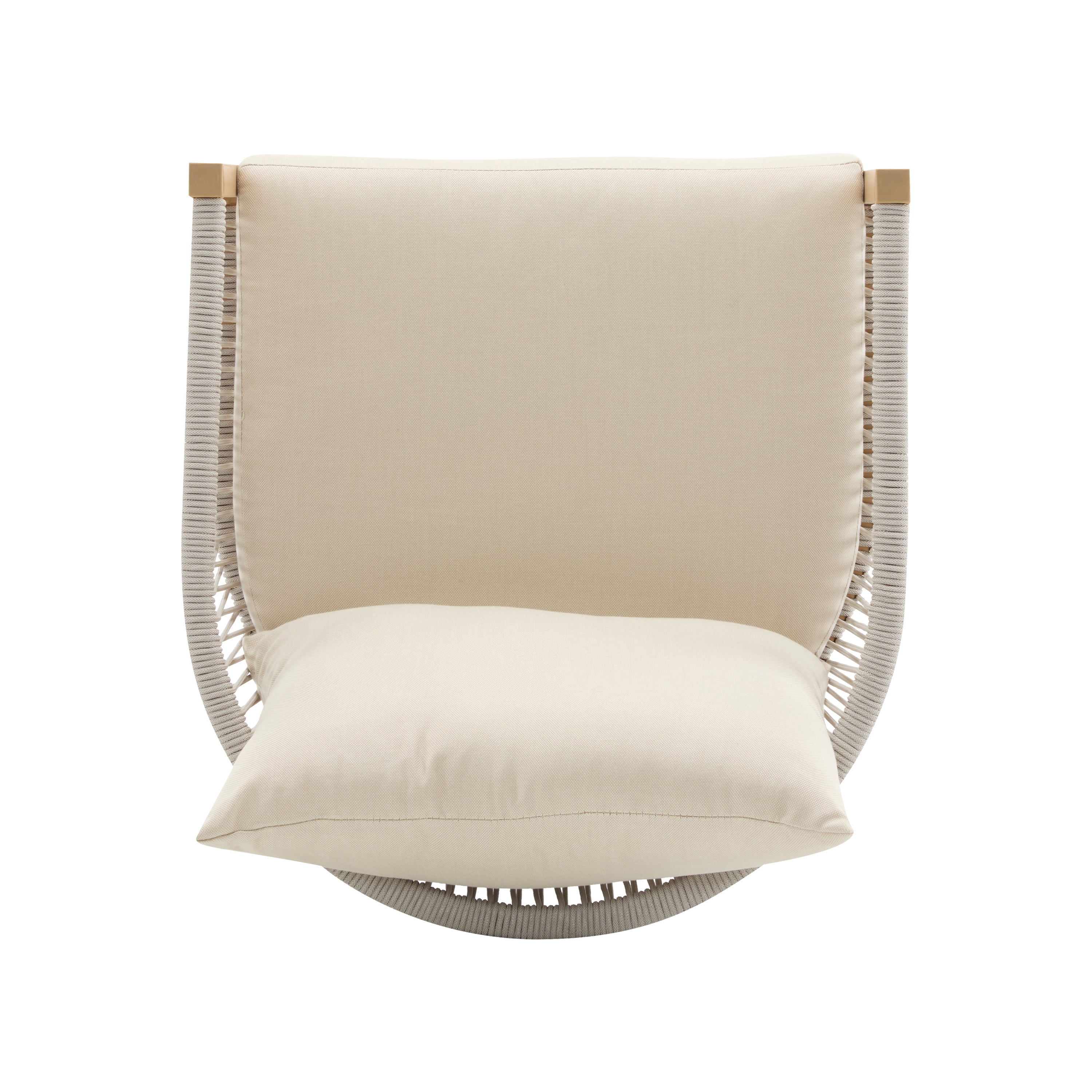Curved Lounge Chair, Beige Aluminum Chair with Rope-Weave Design and Cushions for Patio Garden, Beige