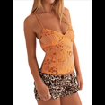 thumbnail image 3 of Camisola Sin Mangas con Cuello en V, Lentejuelas y Diamantes de Imitación Brillantes para Mujer, Top Corto de Verano con Espalda Abierta para Fiesta y Club Naranja L, 3 of 6