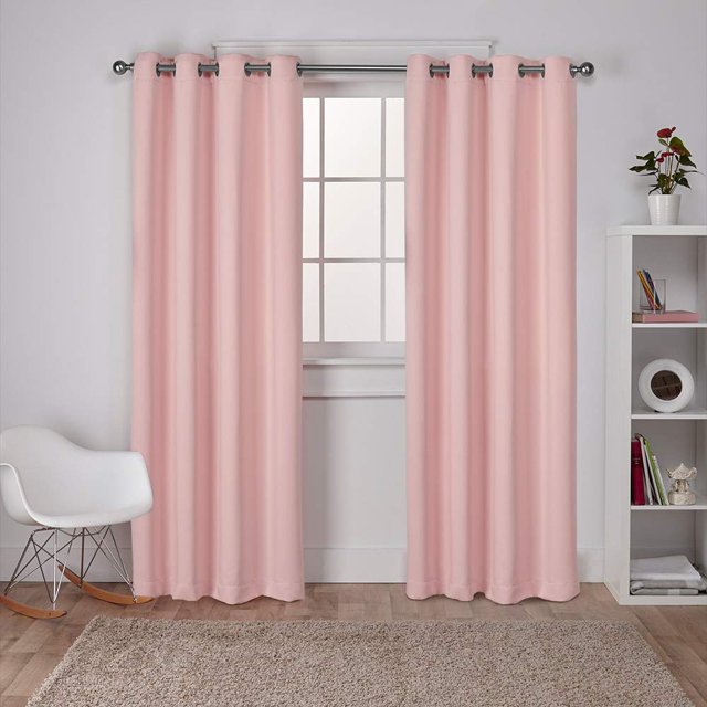 Par de paneles de cortina Exclusive Home, sarga satinada, 132 x 213 cm, rubor