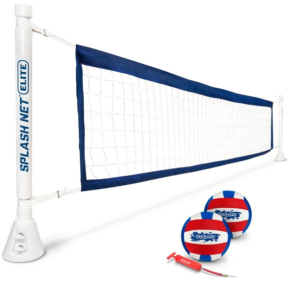 GoSports Deck-Mounted Splash Net ELITE Inground Pool Volleyball Game - Permanent Deck Mounted for Inground Pools