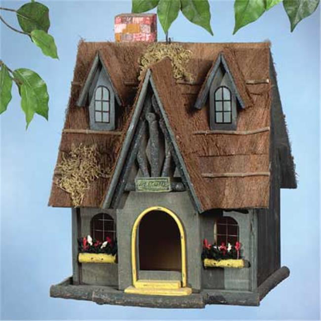 Gifts & Decor Thatch Roof Wood Cottage Chimney Bird House