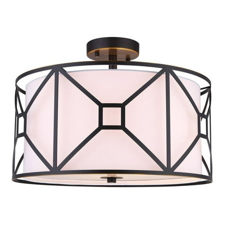 

Woodbridge Lighting Regan 17 3-Light Steel & Fabric Semi-Flush in Bronze