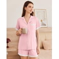 thumbnail image 3 of Ekouaer Womens Pajamas Set Short Sleeve Sleepwear Button Down Lounge Set Lace Top and Shorts Pjs Nightwear, 3 of 7