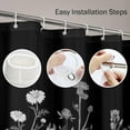 thumbnail image 5 of Floral Black Shower Curtain – Border Grey White Herbs and Wildflowers – Botanical Vintage Engraving Light – Waterproof Polyester Fabric with Hooks (72"x72) – Add Elegant Nature-Inspired Beauty, 5 of 6