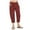 Wine, variant on JIUKE Capri Pants for Women Plus Size Cotton Linen High Waist Lightweight Beach Cropped Trousers with Pockets Size M