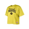 thumbnail image 4 of Women's-New Era  Gold Pittsburgh Pirates City Connect Multiplier Pinstripe Cropped T-Shirt, 4 of 6
