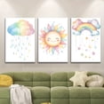 thumbnail image 2 of 3pcs/set, Canvas painting--Unframed, Cute cartoon style rainbows, clouds, sun, Posters and prints, living room, library, office, cafe, bar, abstract art, perfect birthday, holiday gift, Valentine's, 2 of 4