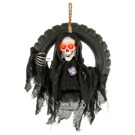 Halloween Haunters Animated Hanging Skeleton Death Reaper Tire Prop Decoration