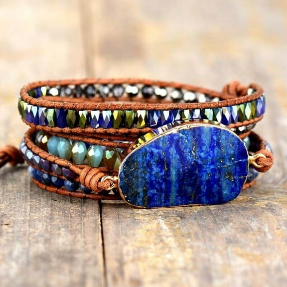 Lapis Lazuli Boho Gemstone Hand Braided Women Healing Meditation Bracelet Gifts