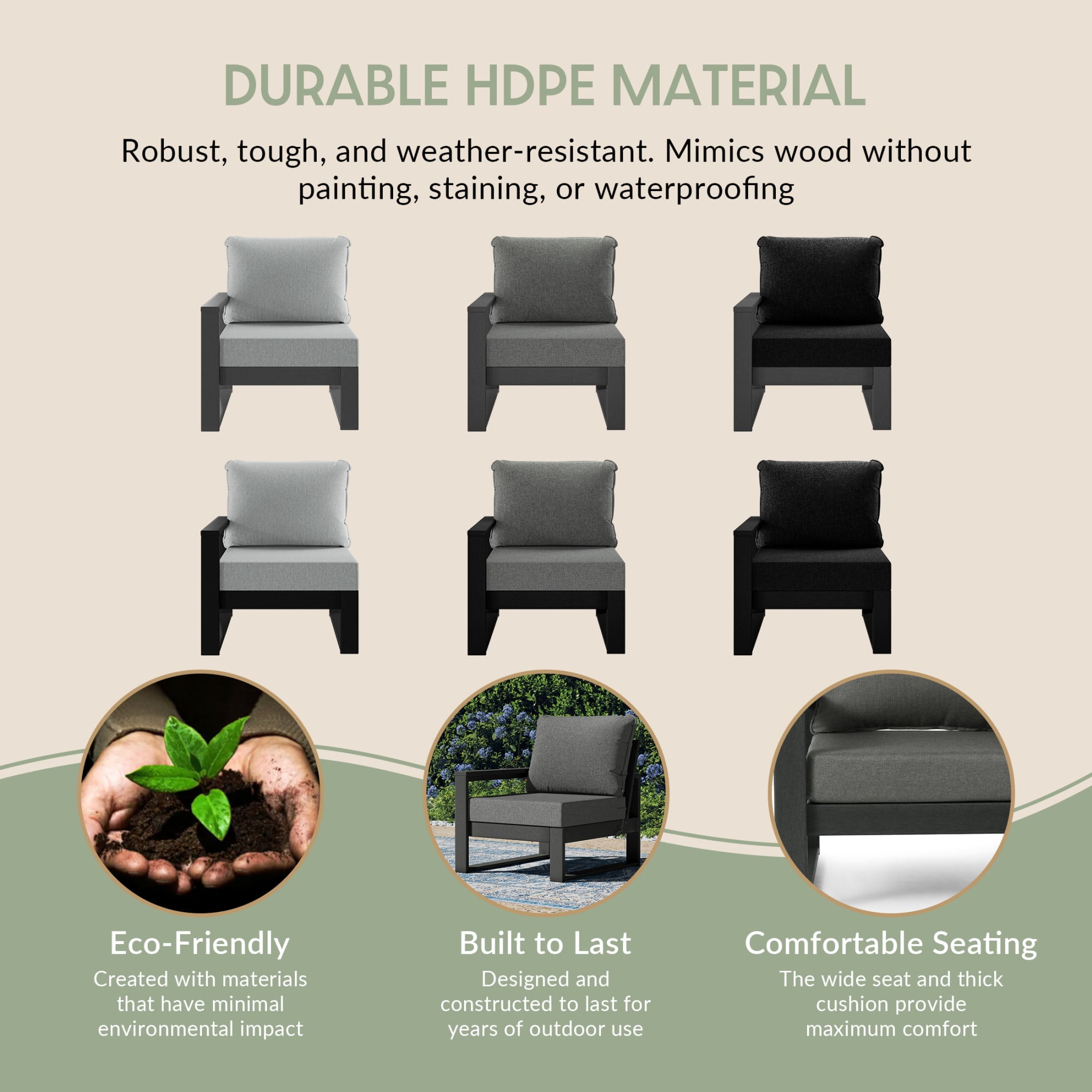 WestinTrends Montara Outdoor 4-Piece HDPE L-Shaped Modular Patio Sofa Furniture Set, Gray/Gray