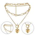 thumbnail image 4 of Joywa Collier à Double Couche en Forme de Cœur, Plaqué en Alliage Durable, Collier Multicouche 1 pack, 4 of 8
