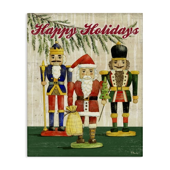 Stupell Industries Farmhouse Happy Holidays Nutcrackers Canvas Art, 30 x 40, by Paul Brent