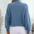thumbnail image 5 of Sakmal Tie Front Womens Cardigan Sweaters Soft Cropped Warm Cardigan Blue Long Sleeve Sweater Top, 5 of 8