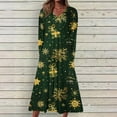 thumbnail image 1 of RKSTN Robes pour Femmes Robe de Noël Manches Longues Col en V Couleur Unie Mi-Mollet Robe Ample, 1 of 5