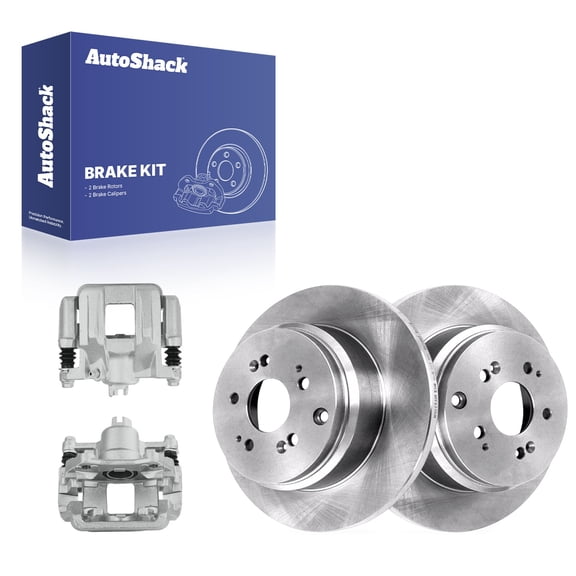 AutoShack Rear Solid Brake Rotors   Calipers 4-PC Brake Kit Replacement for 2011-2017 Honda Odyssey 13.13" (333.5 mm)