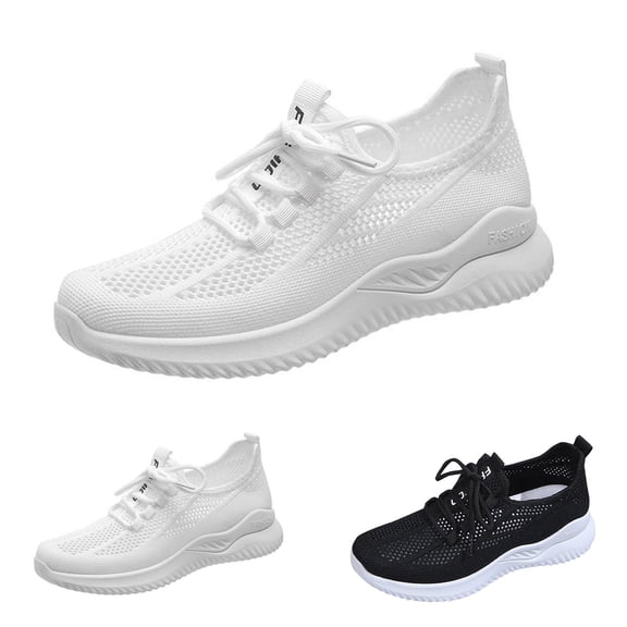 AUDeals Women's Y2K Chunky Sneakers, Mesh Athletic Shoes with Orthopedic Comfort for Gym and Walking (White, 6.5)