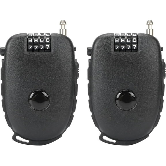 Retractable Cable Lock 4-Digit Combination 2 Pack, 51.1" Steel Wire Security Padlock for Ski Snowboard Stroller Helmet Luggage Backpack Scooter Gym, Resettable Anti-Theft Travel Gear