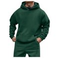 thumbnail image 3 of Caqnni Mens Fashion Athletic Hoodies Sport Sweatshirt Solid Color Pullover Big And Tall (5XL,Dark Green), 3 of 5