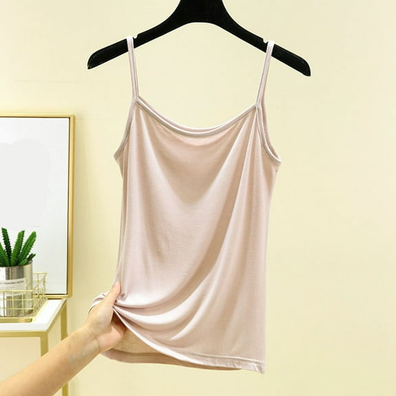 iHengLiXing 2025 Plus Size Tank Tops for Women Dressy Casual Women's Summer Casual Fashion Solid Color Sexy Sleeveless Suspender Top Beige L